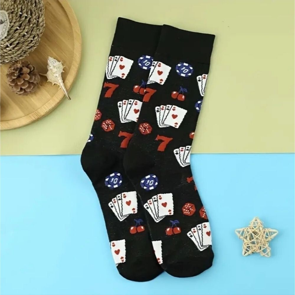 Poker socks casino pair lucky 7s cherry dice game novelty graphic access…